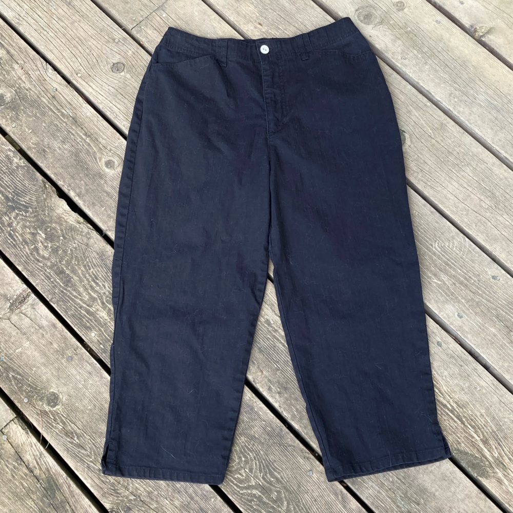 GLORIA VANDERBILT Jeans Capris Vintage Retro Black Cotton Stretch Denim Size 10